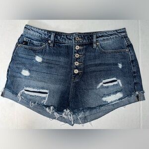 KanCan Button Fly High Rise Jean Shorts Womens Size 11/29 Frayed Cut Offs